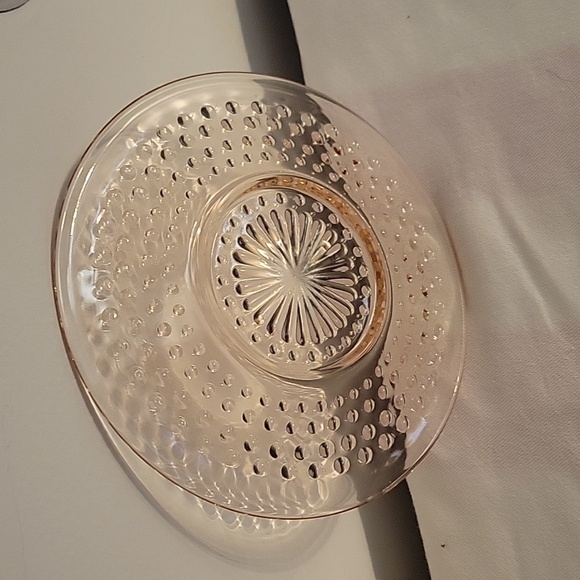 Degenhart Pale Pink Hobnail Glass Small Salad/Side Plates & Toothpick Holder - Picture 3 of 8
